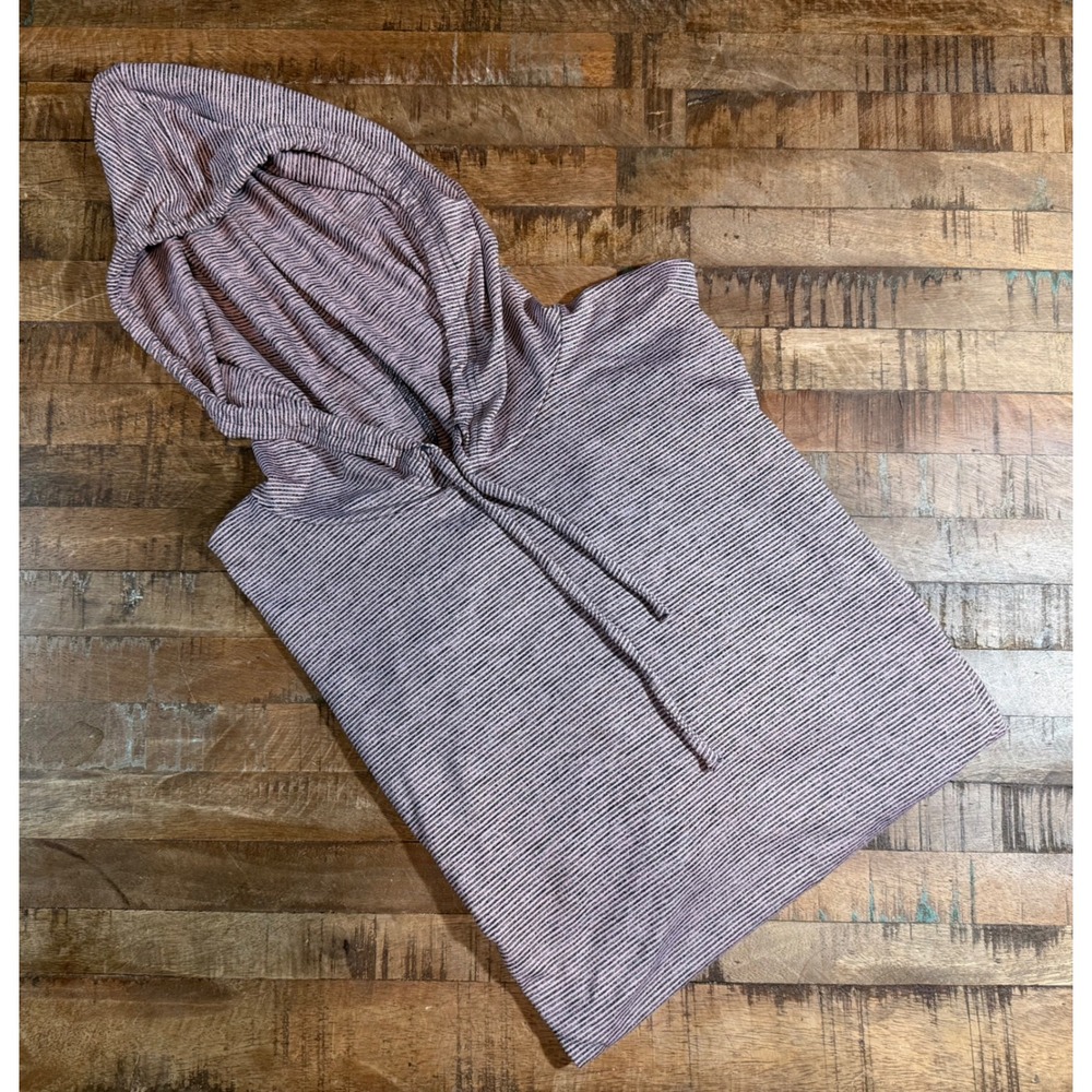 Skechers Womens Pink Black Striped Activewear Hoodie Relaxed Fit Pullover L
